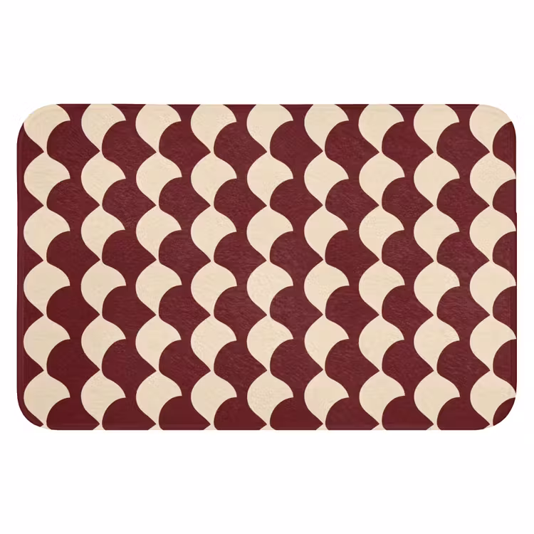 WC Vorleger - Rot - Kachelmuster - Creme — 1