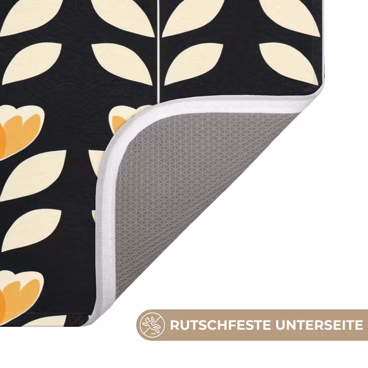 WC Vorleger - Retro - Blume - Schwarz - Ockergelb — 3