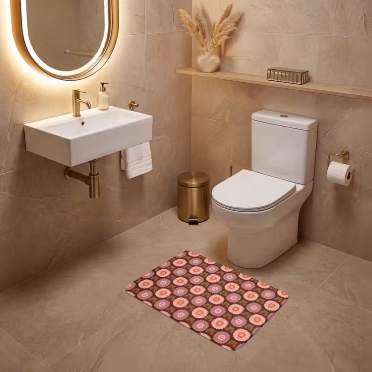 WC Vorleger - Retro - Gänseblümchen - Rosa — 4