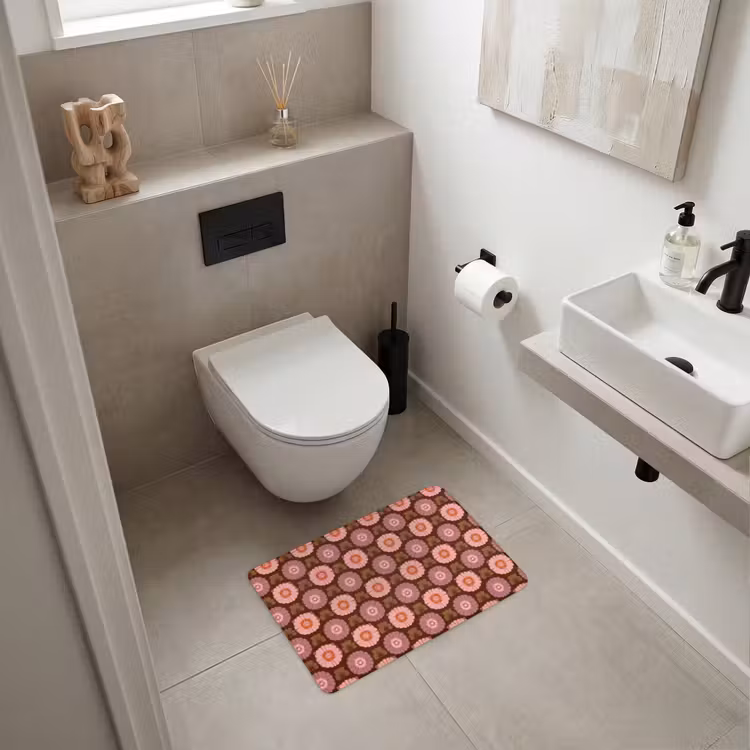 WC Vorleger - Retro - Gänseblümchen - Rosa — 6
