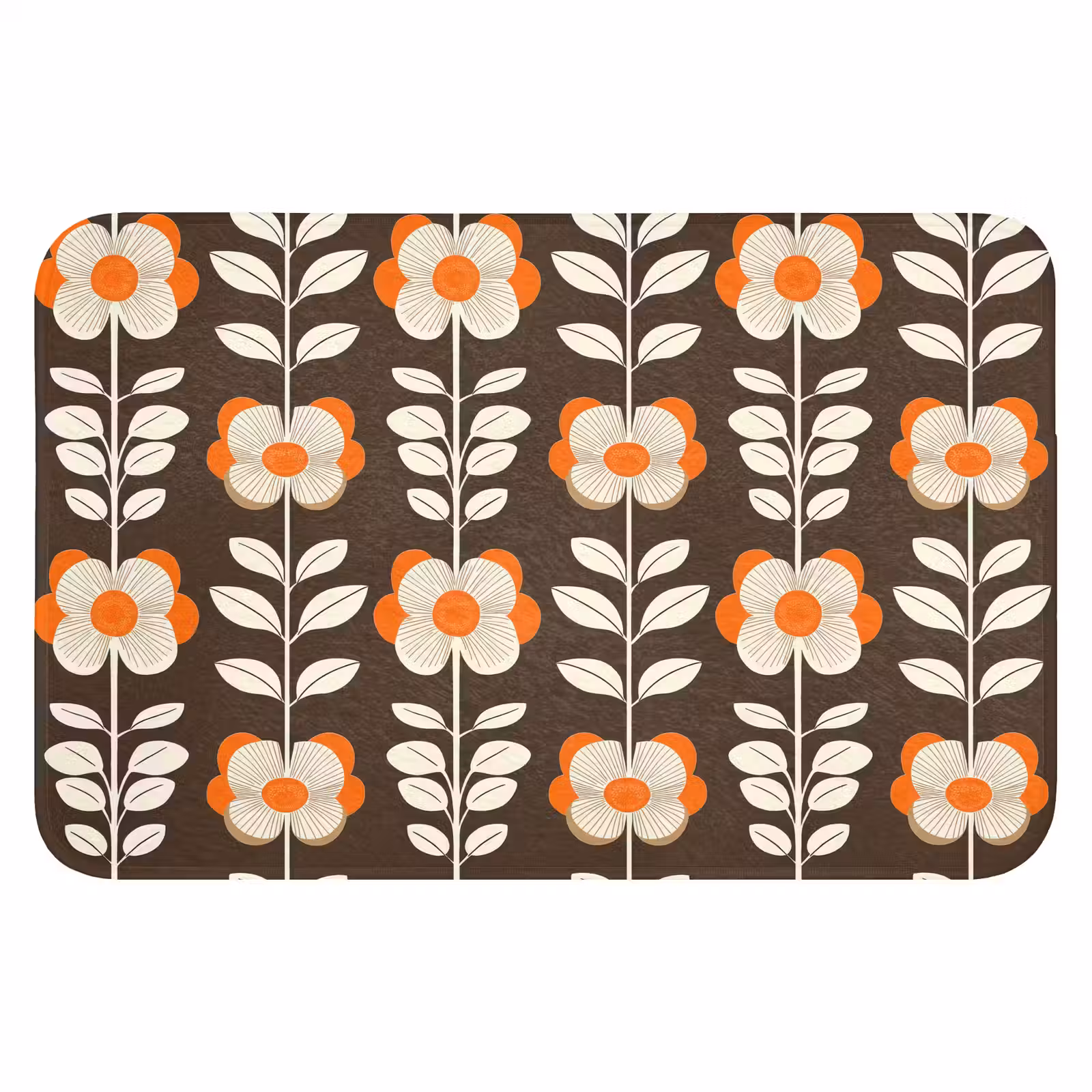 WC Vorleger - Blumen - Retro - Braun — 1