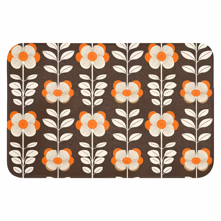 WC Vorleger - Blumen - Retro - Braun — 1
