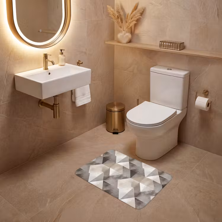 WC Vorleger - Geometrisch - Motiv - Erdtöne — 4