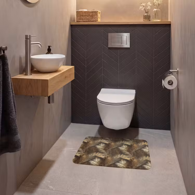 WC Vorleger - Tropisch - Blätter - Gold — 2