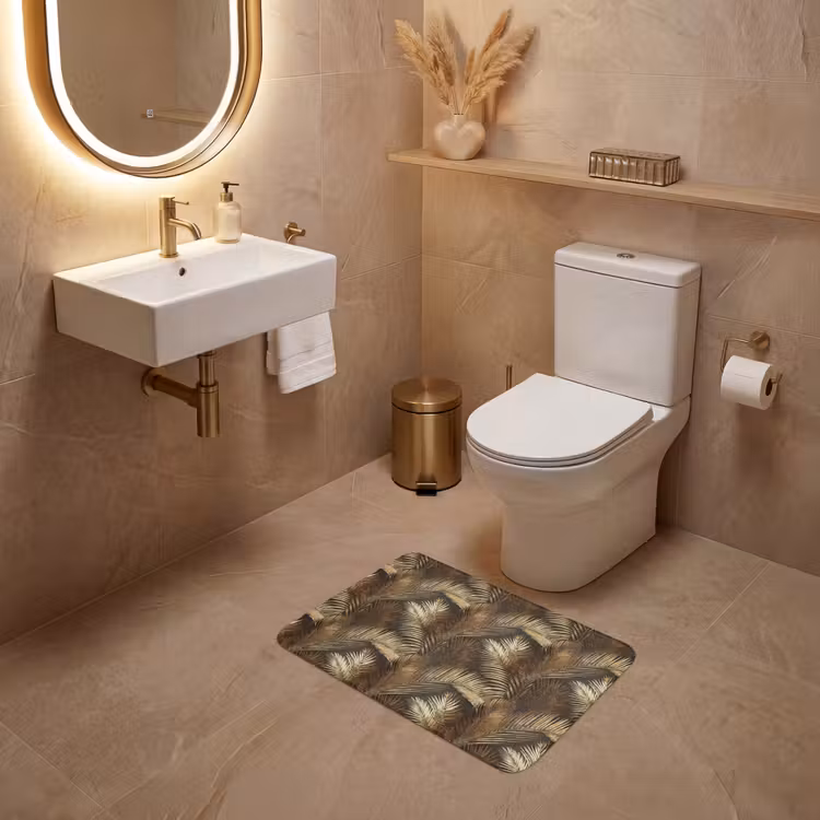 WC Vorleger - Tropisch - Blätter - Gold — 4