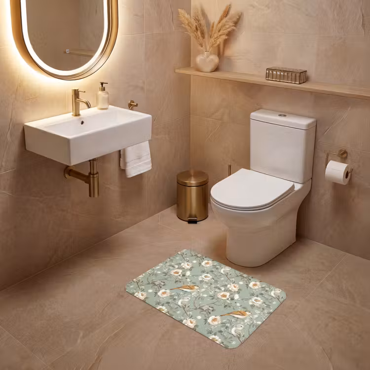 WC Vorleger - Rosa - Vögel - Farbenfroh — 4