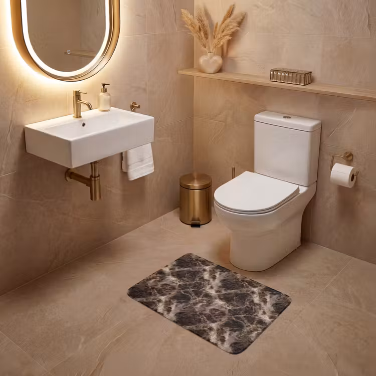 WC Vorleger - Braun - Gold - Marmor — 4