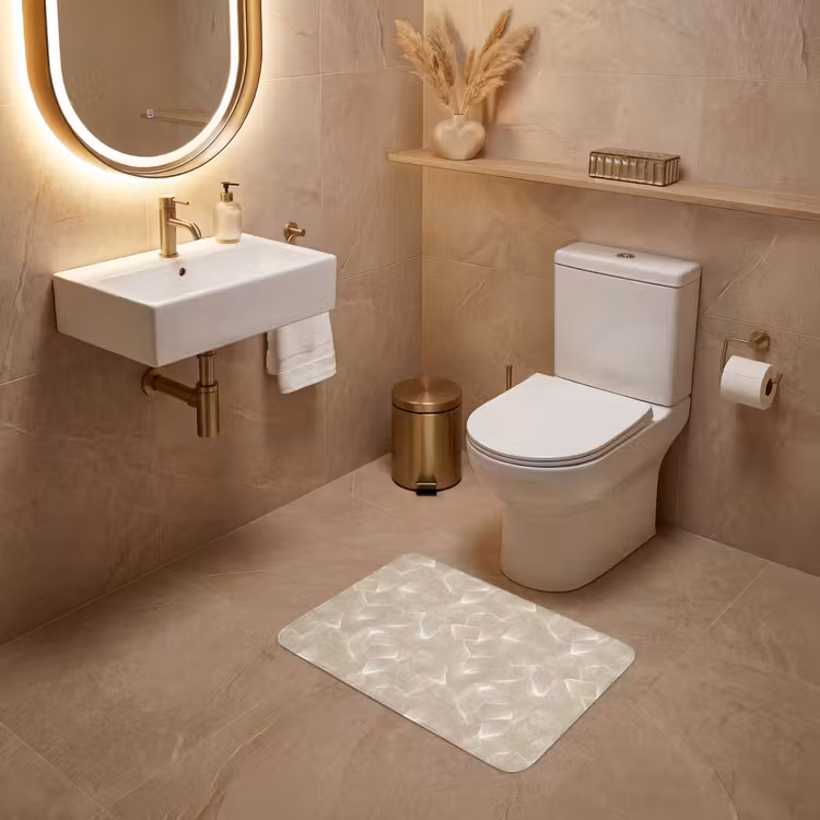 WC Vorleger - Organisch - Textur - Beige — 4
