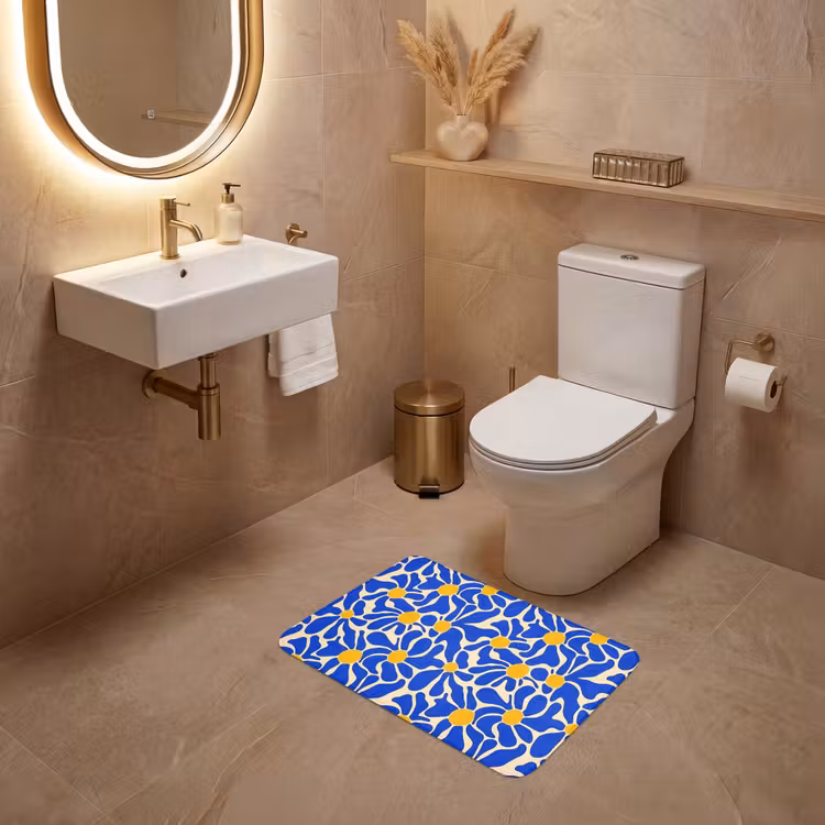 WC Vorleger - Abstrakt - Blume - Blau — 4