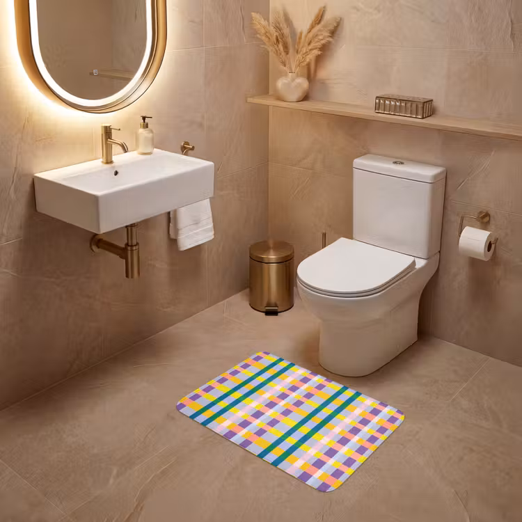 WC Vorleger - Kariert - Muster - Farbenfroh — 4
