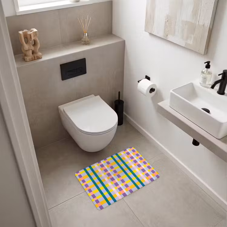 WC Vorleger - Kariert - Muster - Farbenfroh — 6