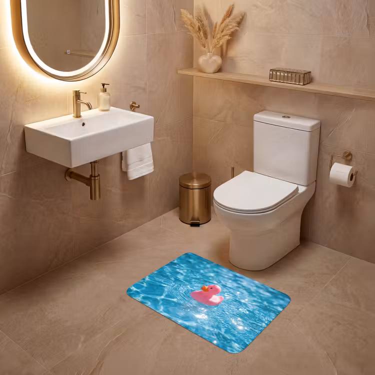 WC Vorleger - Gummi-Ente - schwimmend - Rosa — 4
