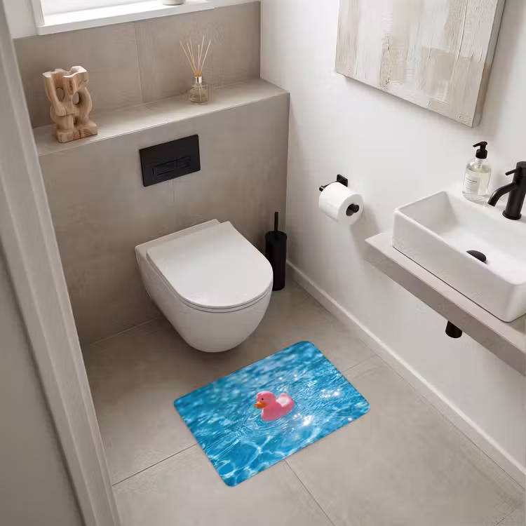 WC Vorleger - Gummi-Ente - schwimmend - Rosa — 6