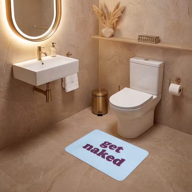 WC Vorleger - Text – Get naked – Blau — 4