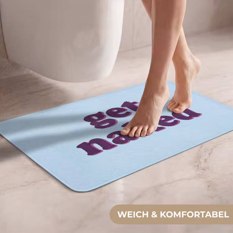 WC Vorleger - Text – Get naked – Blau — 7