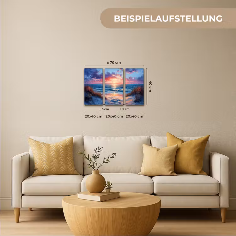 Leinwandbild - 3-teilig - Strand - Blau - Farbe - Lila — 5
