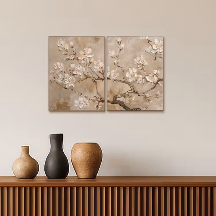 Leinwandbild - 2-teilig - Beige - Blüte - Modern — 3