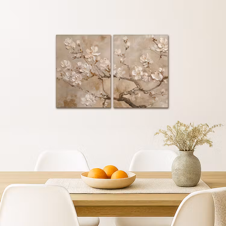 Leinwandbild - 2-teilig - Beige - Blüte - Modern — 4