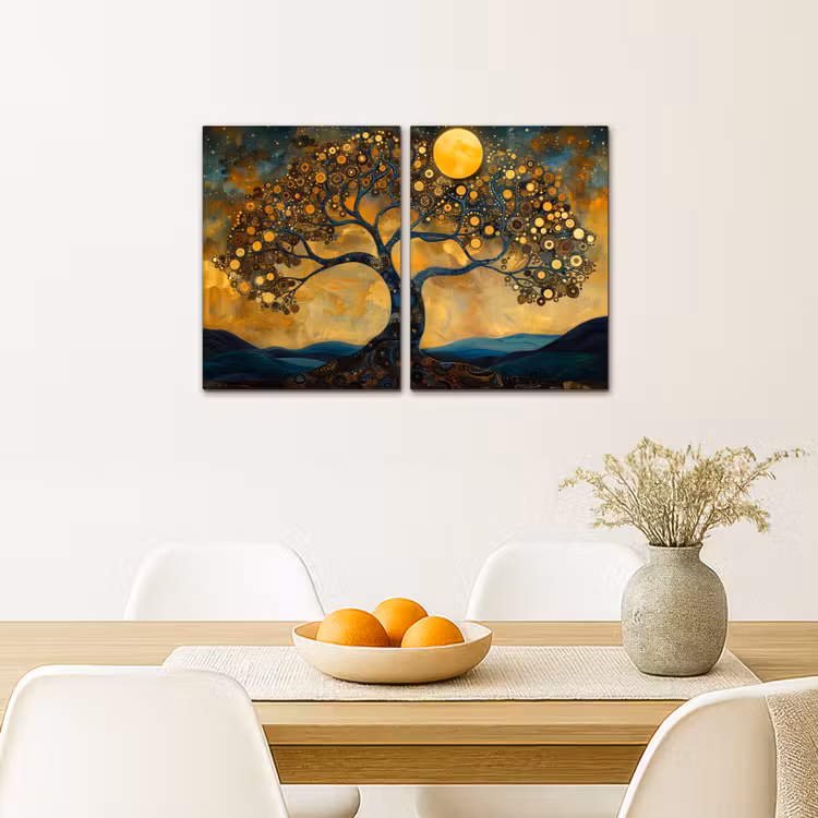 Leinwandbild - 2-teilig - Baum - Gelb - Abstrakt - Modern — 4