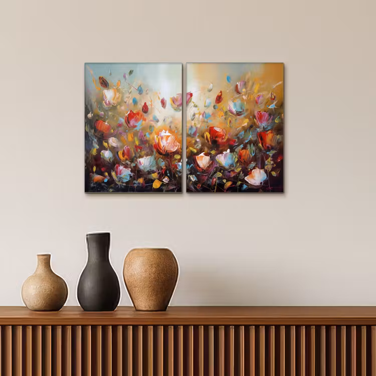 Leinwandbild - 2-teilig - Blumen - Abstrakt - Farbenfroh — 3