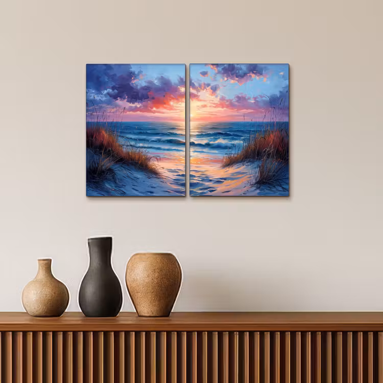 Leinwandbild - 2-teilig - Strand - Blau - Farbe - Lila — 3