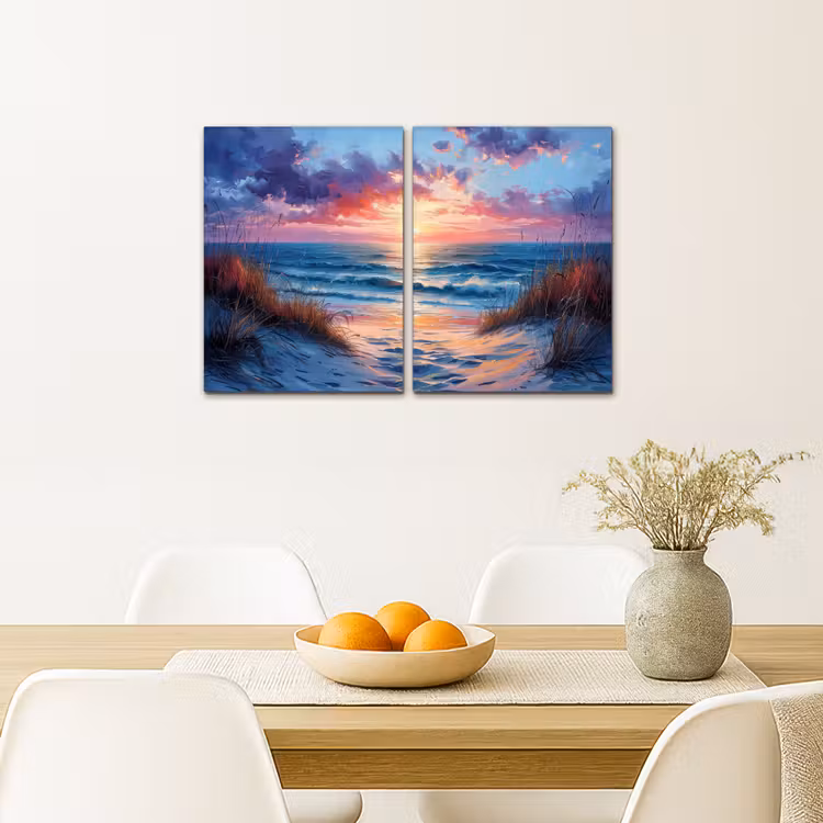 Leinwandbild - 2-teilig - Strand - Blau - Farbe - Lila — 4