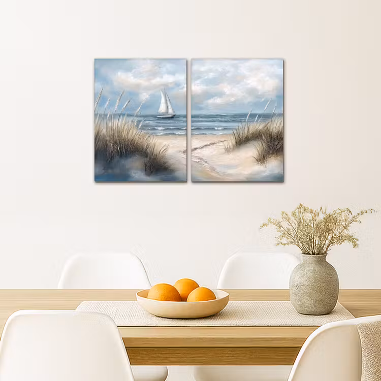Leinwandbild - 2-teilig - Strand - Farbe - Natur - Boot — 4