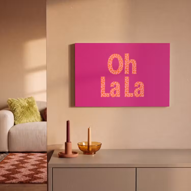 Leinwandbild - Oh la la - Leopardenmuster - Rosa — 2