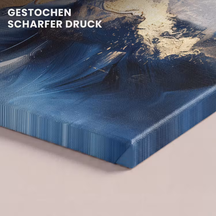 Leinwandbild - Gold - Blau - Aquarell - Kunst - Modern — 4