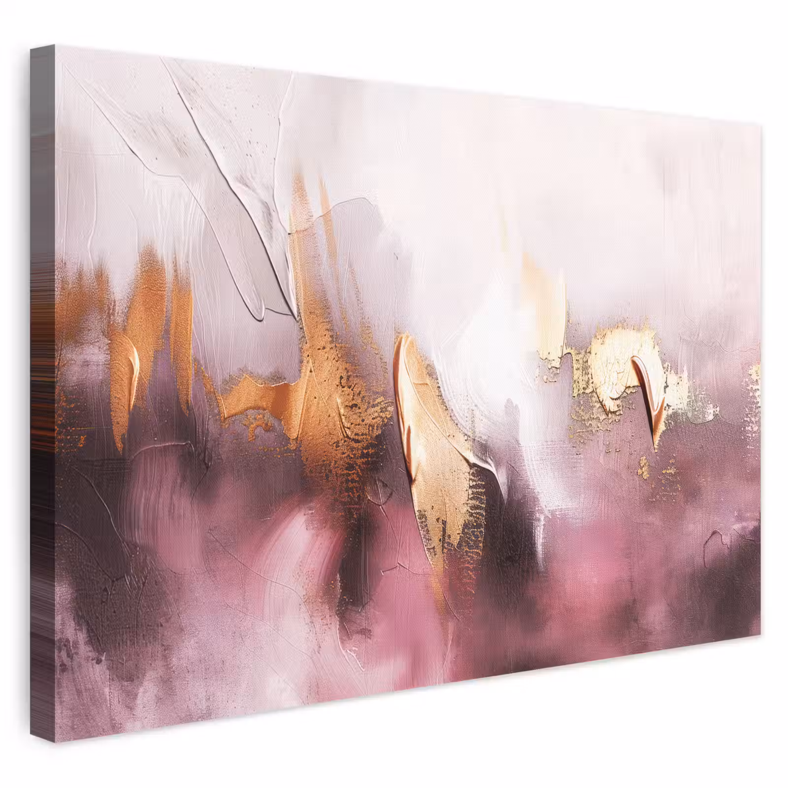 Leinwandbild - Aquarell - Gold - Rosa - Abstrakt - Kunst — 1