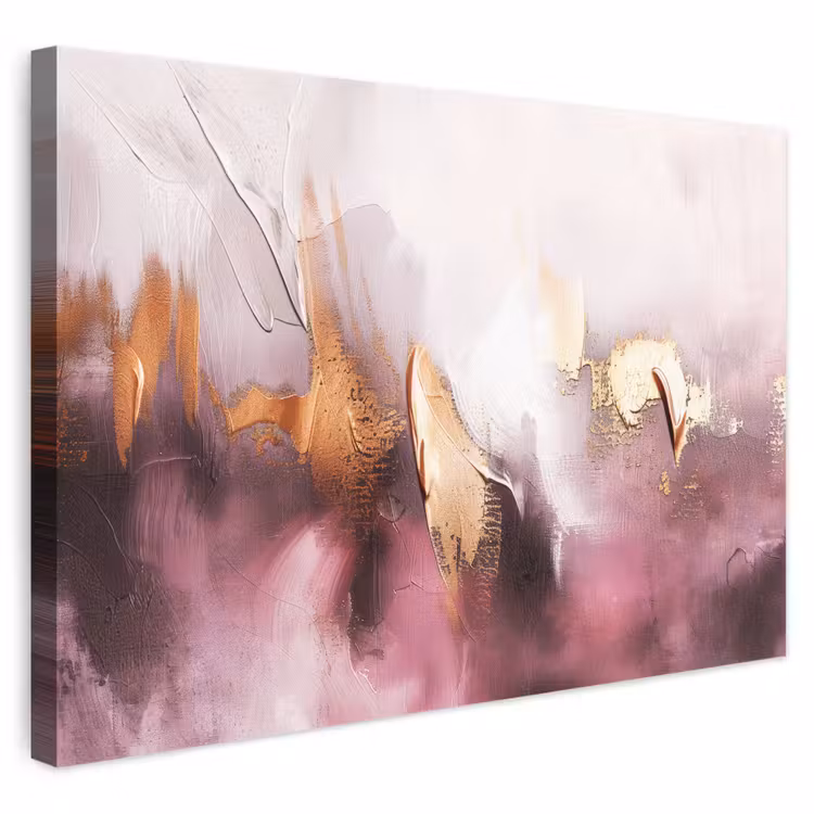 Leinwandbild - Aquarell - Gold - Rosa - Abstrakt - Kunst — 1