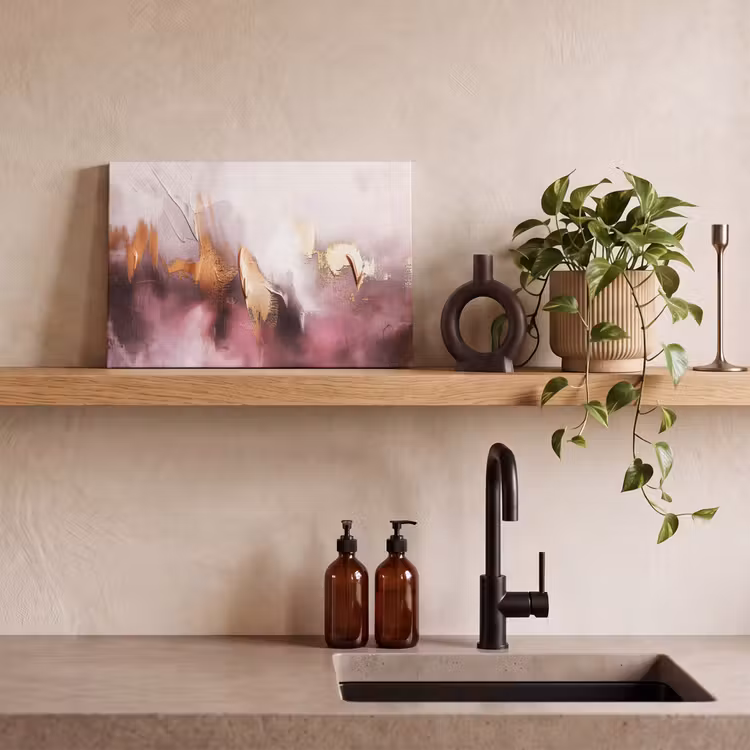 Leinwandbild - Aquarell - Gold - Rosa - Abstrakt - Kunst — 3