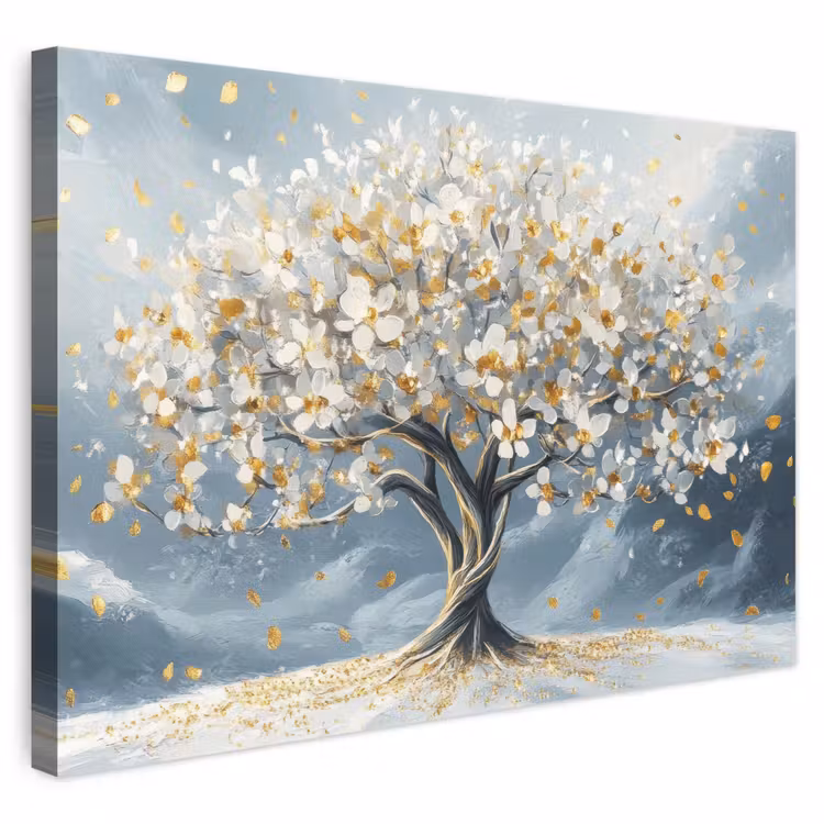 Leinwandbild - Baum - Winter - Baum des Lebens - Modern - Gold — 1