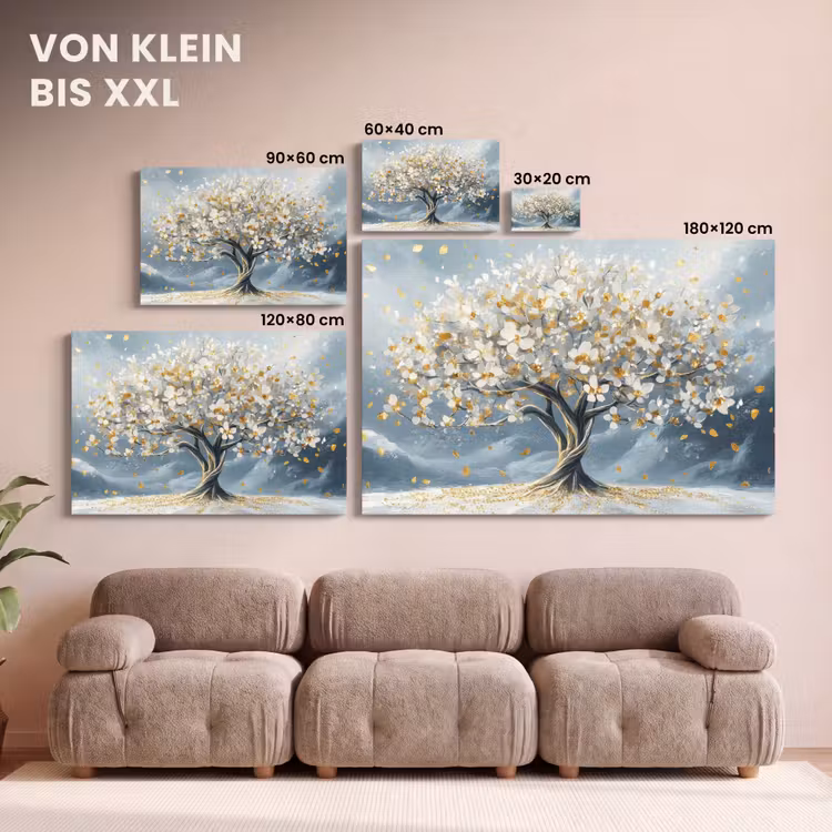 Leinwandbild - Baum - Winter - Baum des Lebens - Modern - Gold — 6