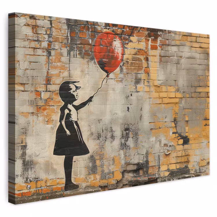 Leinwandbild - Graffiti - Banksy - Mädchen - Straßenkunst — 1