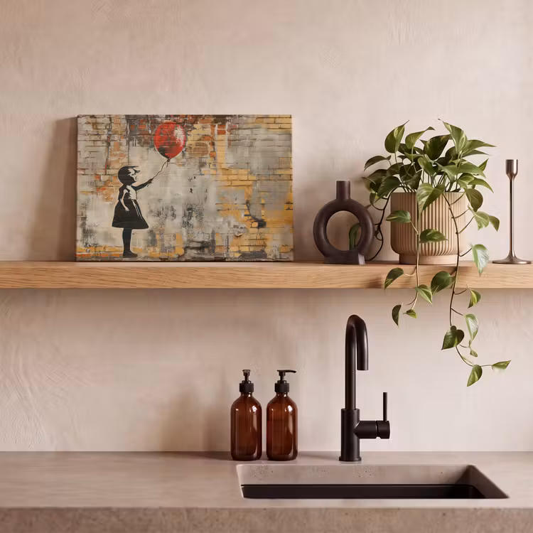 Leinwandbild - Graffiti - Banksy - Mädchen - Straßenkunst — 3