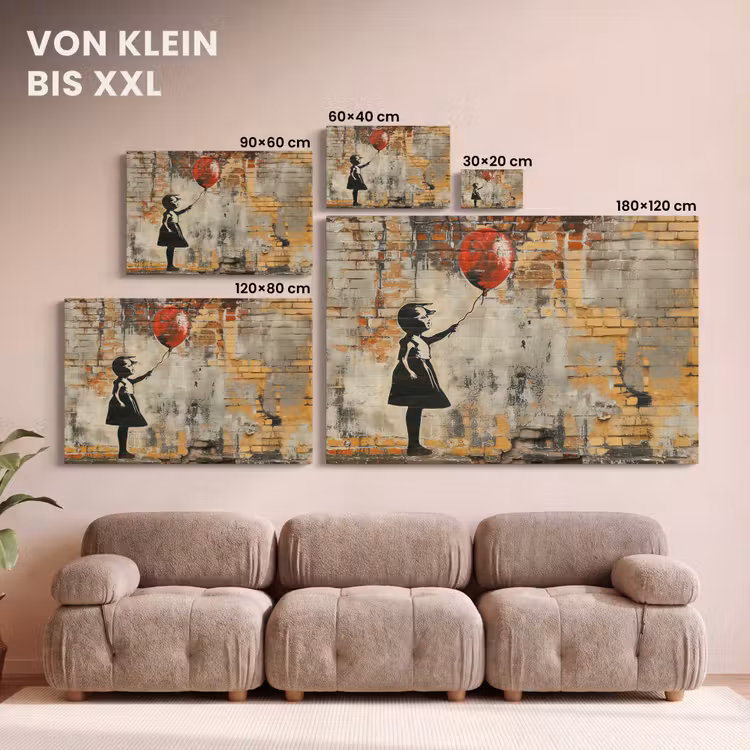 Leinwandbild - Graffiti - Banksy - Mädchen - Straßenkunst — 6