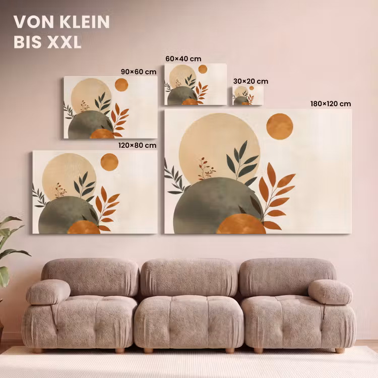Leinwandbild - Formen - Rund - Blätter - Beige — 6