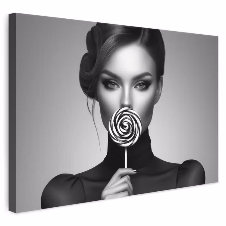 Leinwandbild - Frau - Lolly - Schwarz — 1