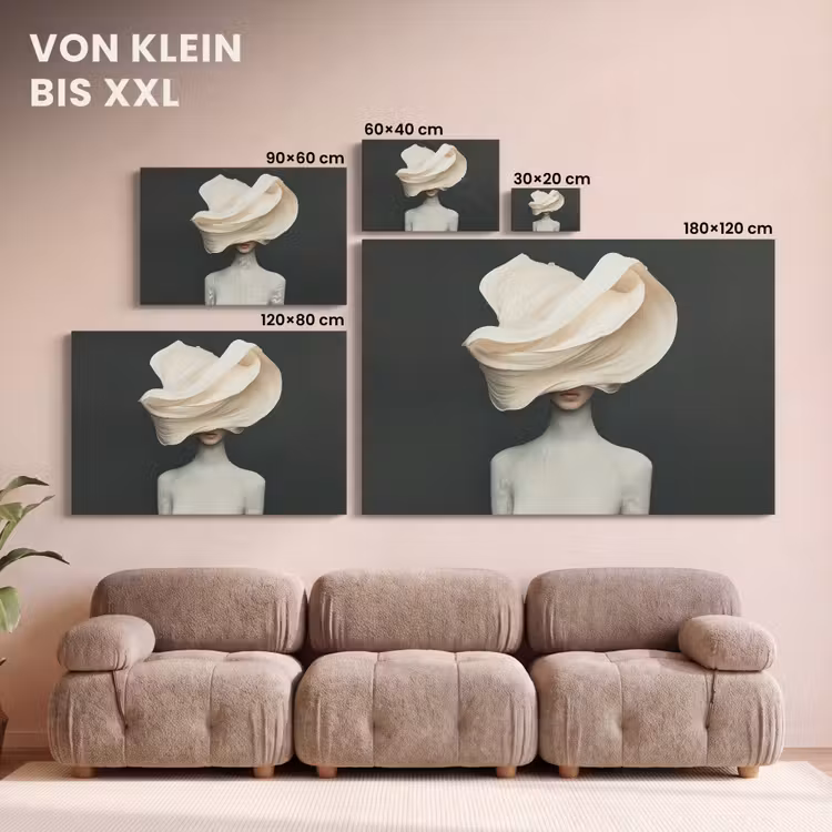 Leinwandbild - Damen – Beige – Hut — 6