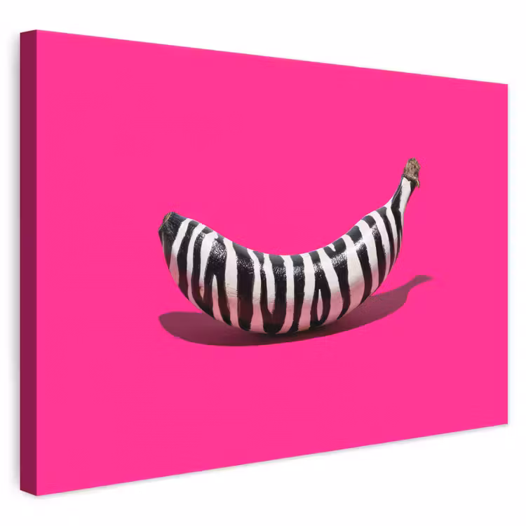 Leinwandbild - Banane - Zebramuster - Rosa — 1