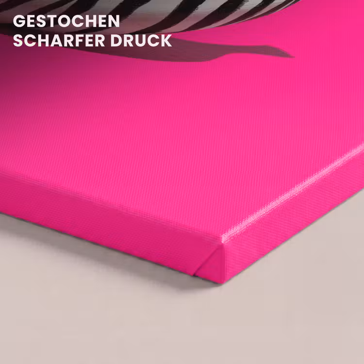 Leinwandbild - Banane - Zebramuster - Rosa — 4