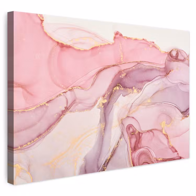 Leinwandbild - Gold - Marmor - Rosa — 1
