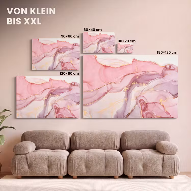Leinwandbild - Gold - Marmor - Rosa — 6