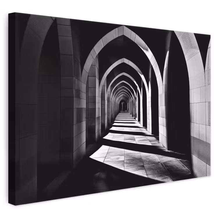 Leinwandbild - Korridor - Bögen - Schatten - Tiefe — 1