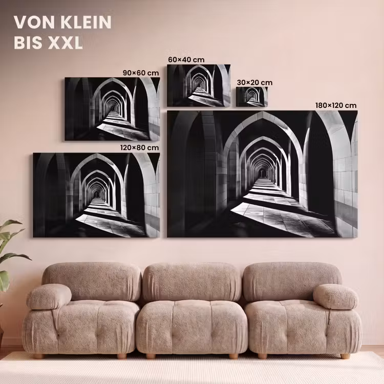 Leinwandbild - Korridor - Bögen - Schatten - Tiefe — 6