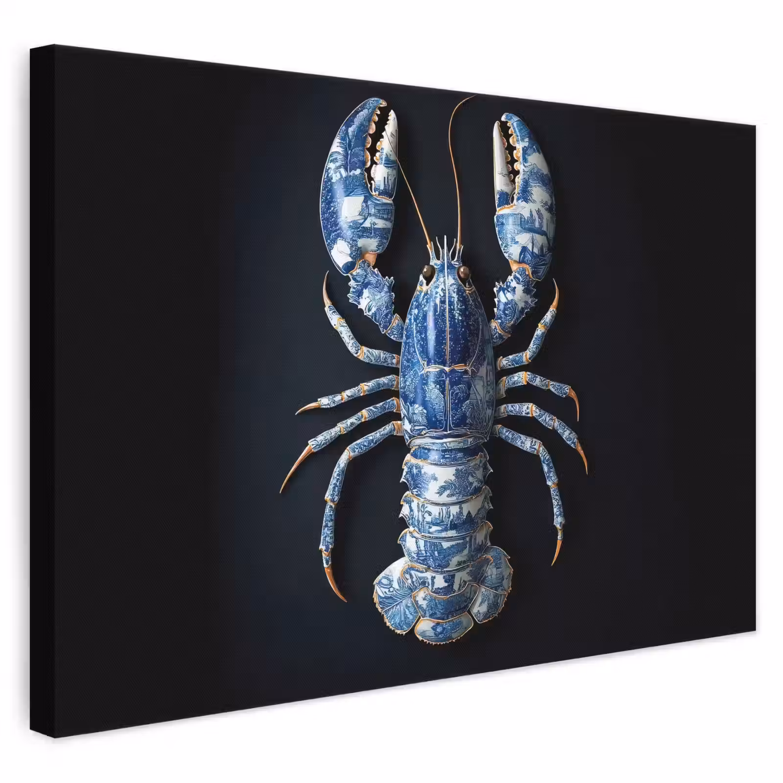 Leinwandbild - Hummer - Delfter Blau - Schild - Zäh — 1