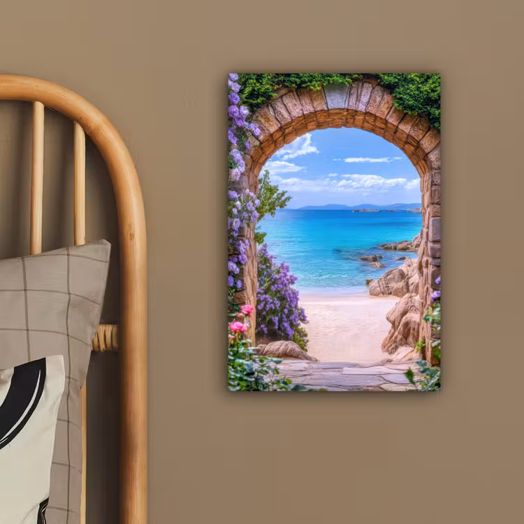 Leinwandbild - Aussicht - Tor - Meer - Strand - Felsen — 3