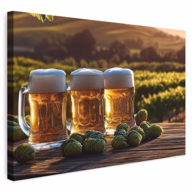 Leinwandbild - Bier - Hopfen - Landschaft — 1