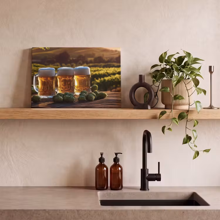 Leinwandbild - Bier - Hopfen - Landschaft — 3